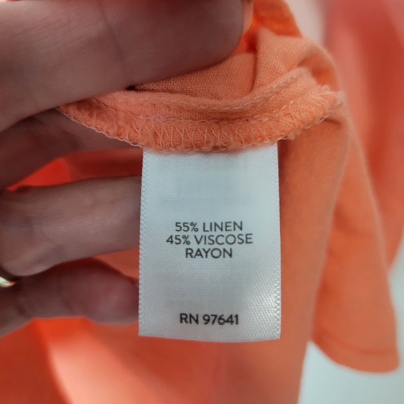 J. Jill Linen Blend Tab-Sleeve A-Line Button-Up Shirt Orange Ombre Size … - Picture 13 of 14